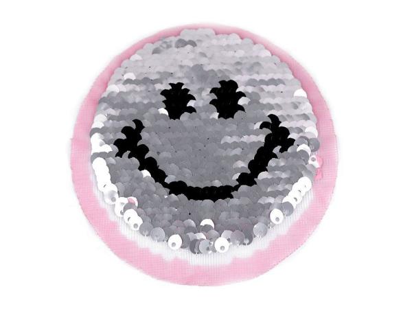 Applikation Wendepailetten Einhorn/Smile Rosa/Holografisch Silber